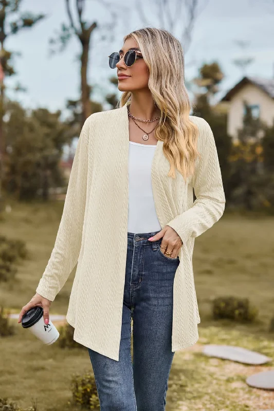 NEW LIFE: Open Front Long Sleeve Cardigan