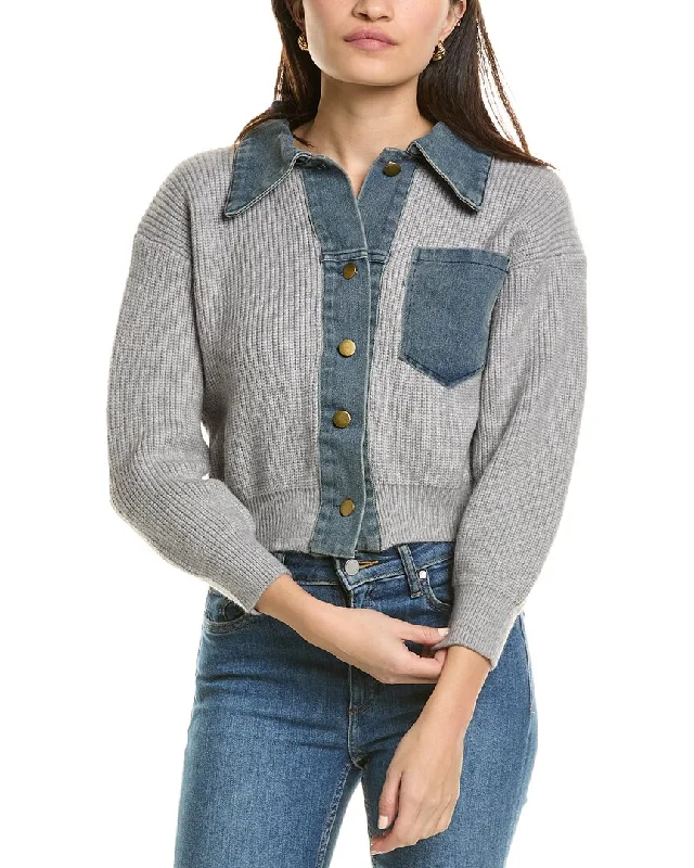 Madison Miles Denim Trim Cardigan