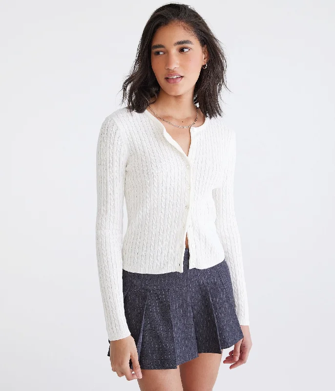 Aeropostale Cable Knit Buttoned Crew Cardigan