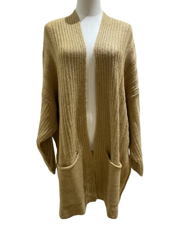 Women's Knit Open Front Oversized Cardigan In Brown