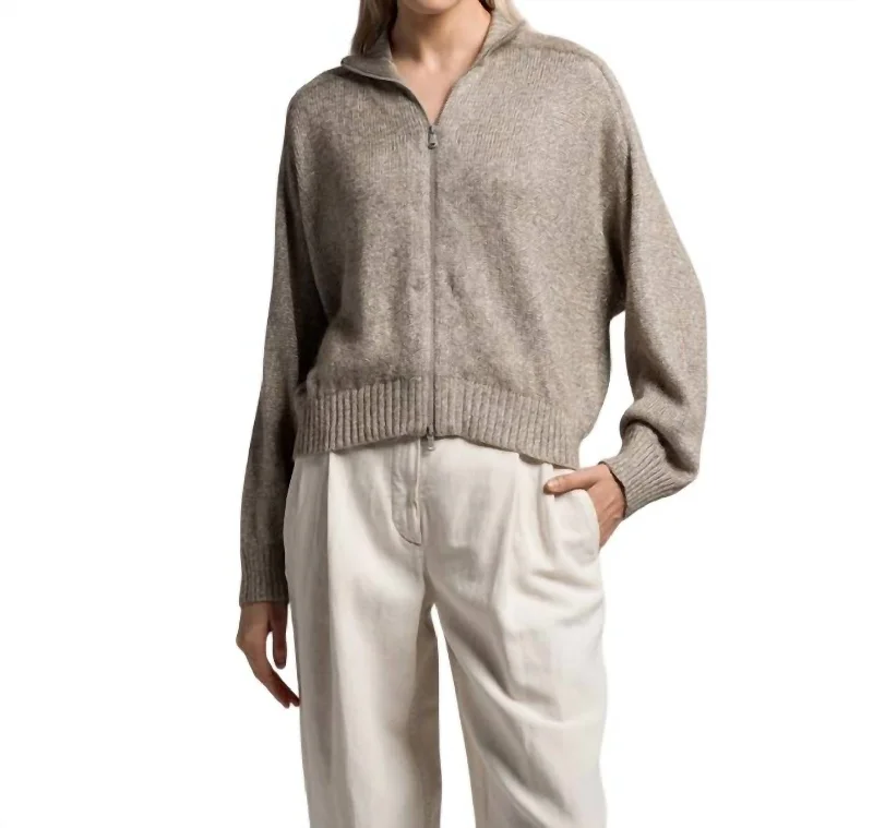 Lurex Wool Cardigan In Grey/brown(Silver)