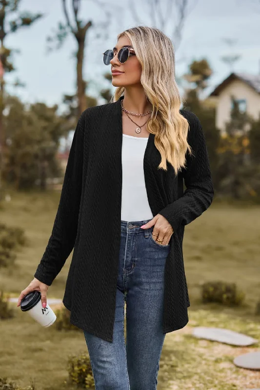 NEW LIFE: Open Front Long Sleeve Cardigan