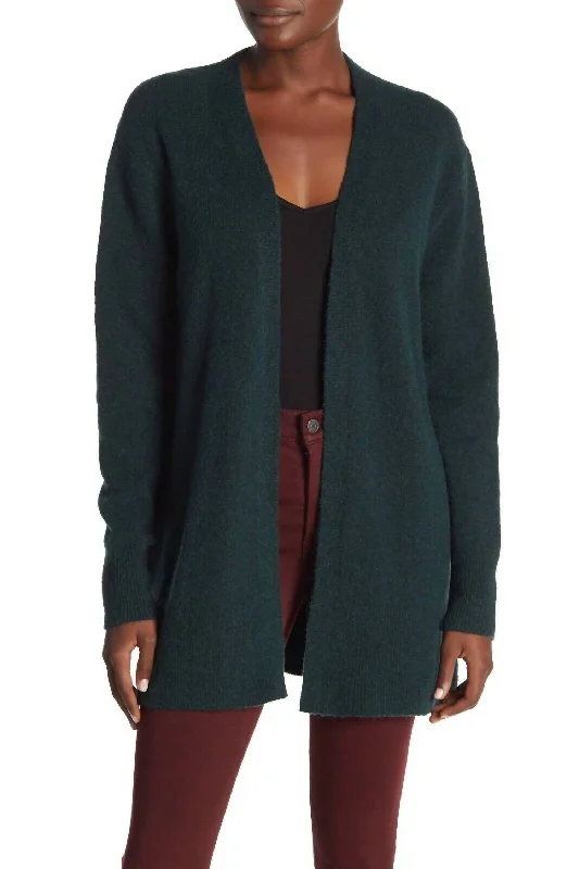 Sweater Cozy Walker Long Cardigan In Smoky Spruce Green