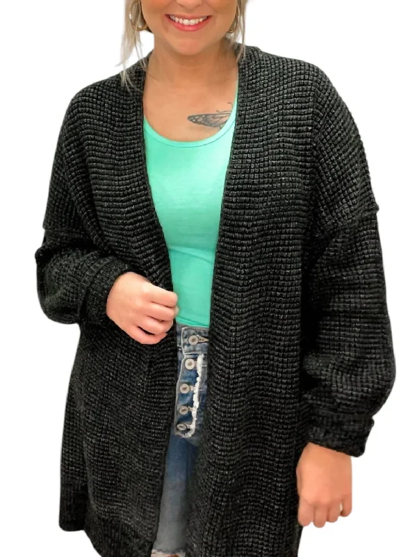 Tinley Cozy Sweater Cardigan In Black