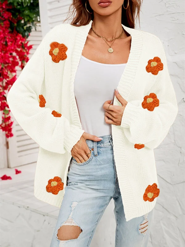 Floral Knitted Sweater Cardigan