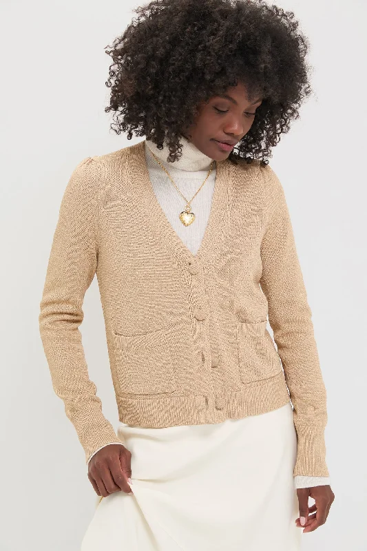 Tan Metallic Rene Cardigan