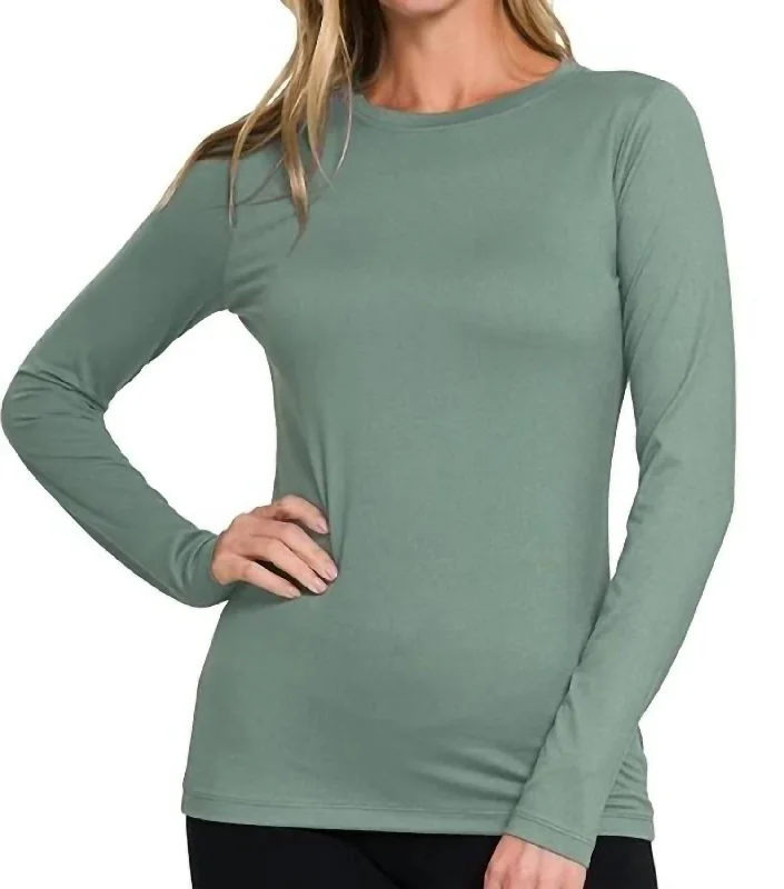 Back To Basic Round Neck Long Sleeve In Jade