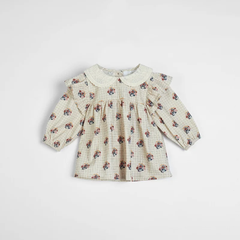 Cera Una Volta Franca Shirt Cream Check Flower