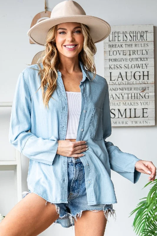 Delilah Button Down Washed Tencel Shirt