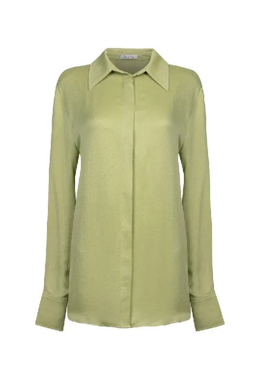 GREEN JERRY TEXTURED SATIN SHIRT