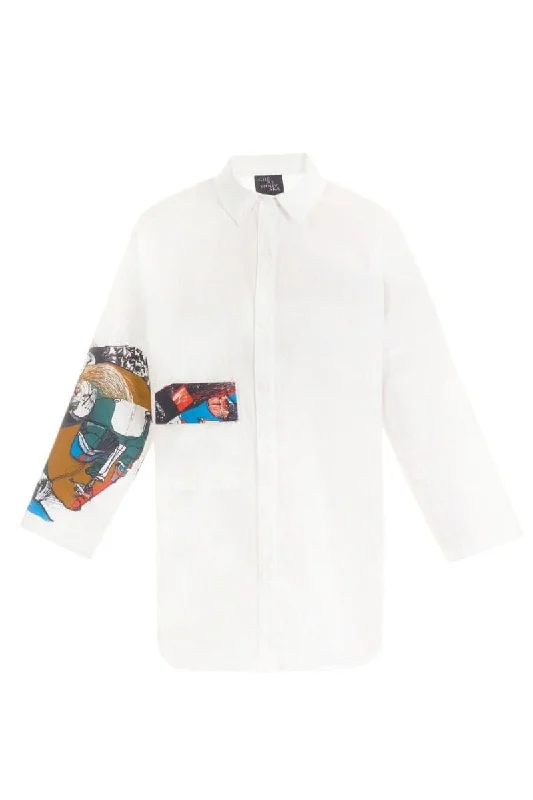 PRINTED DETAIL WHITE SHIRT