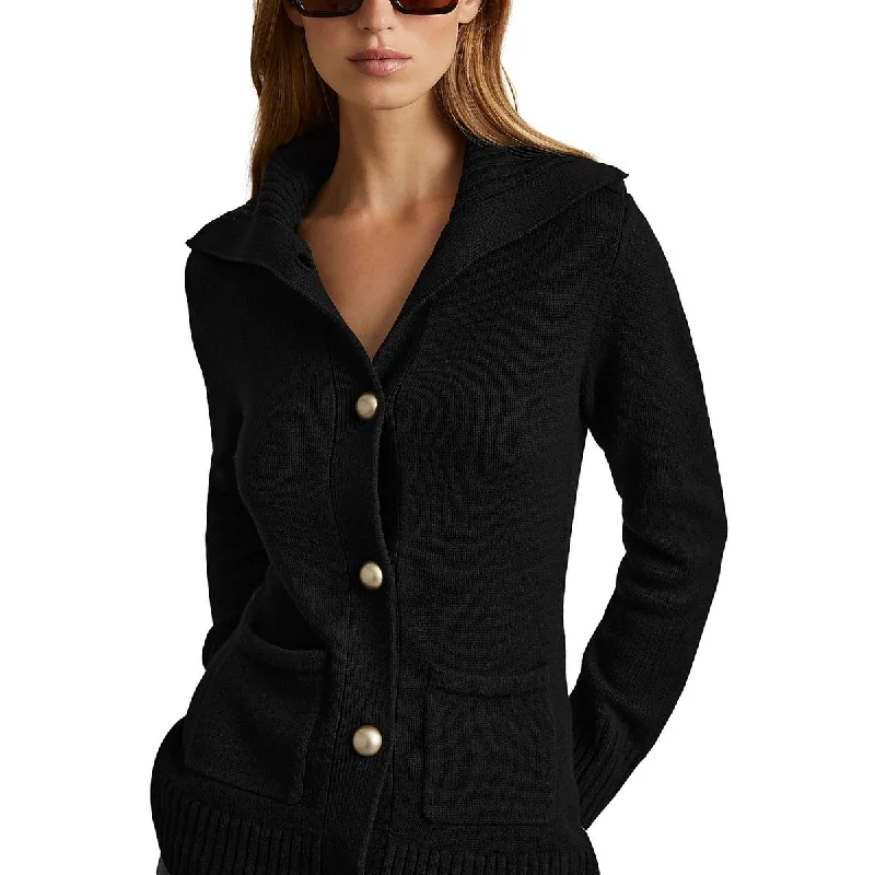 Reiss Womens Wool Blend Ribbed Trim Cardigan Sweater