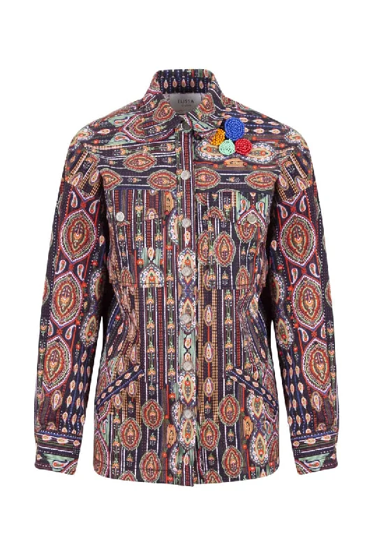 VANESSA ETHNIC PATTERNED LONG SLEEVE SHIRT