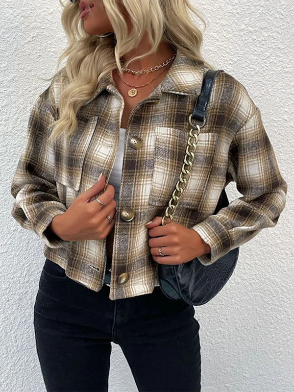 Comfy Shirt Crop Shacket - Checked Jacket with Patch Pockets